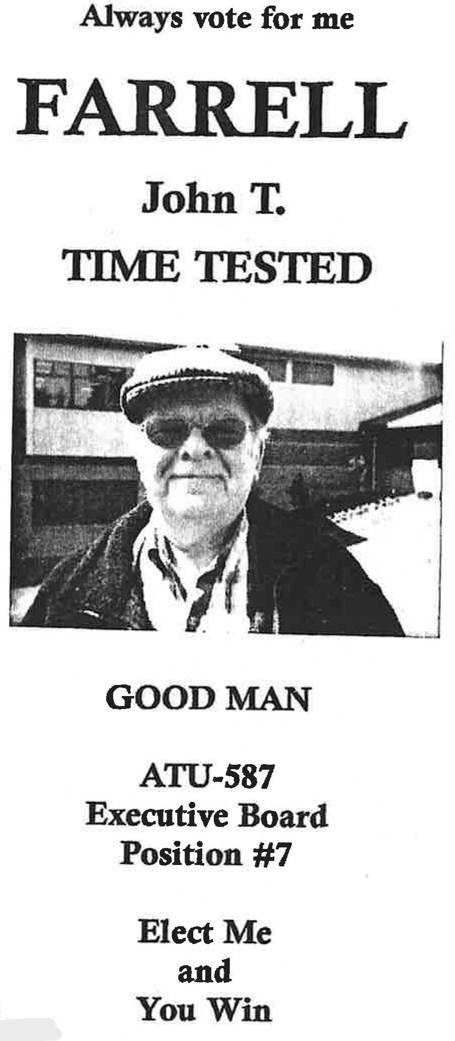 John's metro union election flyer.